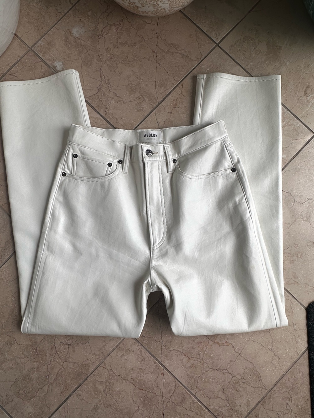 Agolde White Leather Women’s Pants